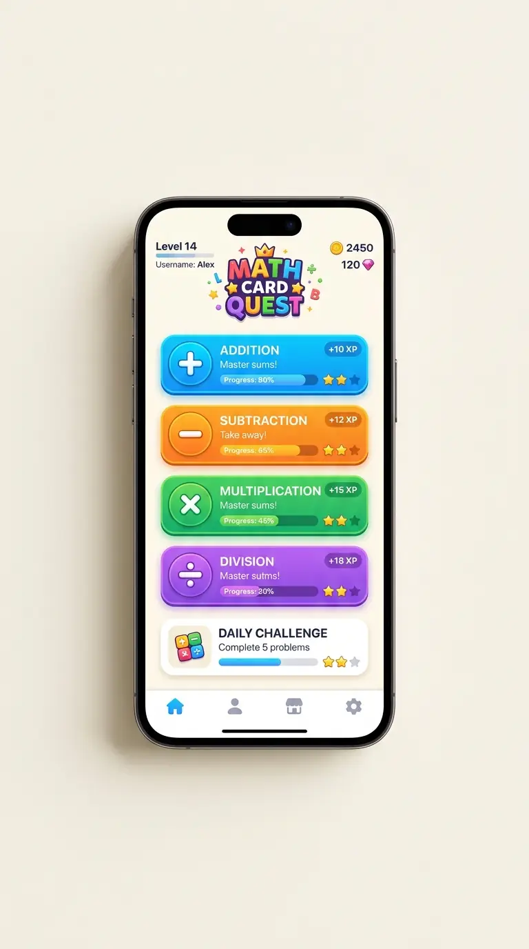 Math Card Quest Digital App